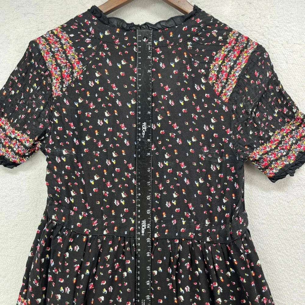 Free People Rare Feelings Maxi Dress Womens Small Black Floral Tiered Boho - Picture 10 of 15